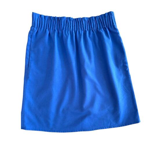 J.Crew Royal Blue Mini Skirt Size 4 Wool Blend Elastic Waist Pull-On Lined - Picture 2 of 8